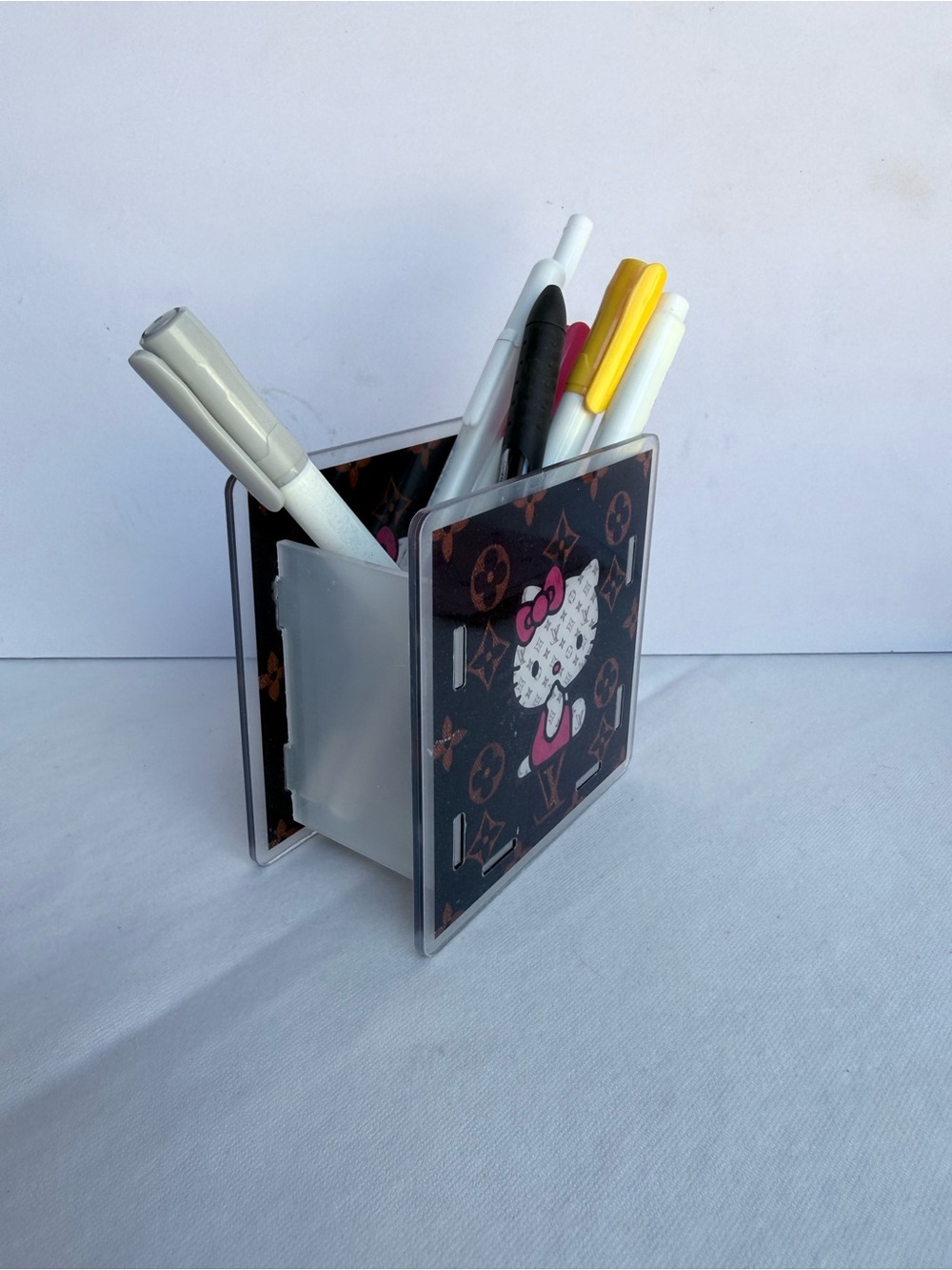 Hello Kitty x Monogram Clear Acrylic Pen Holder - Black